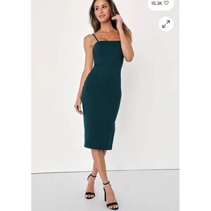 Lulu’s “Paulina Forest Green Bodycon Midi Dress” XS